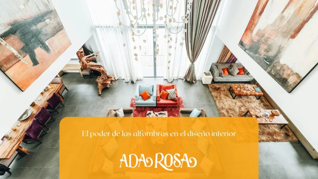 Alfombra grande que estructura y calienta visualmente un salón contemporáneo